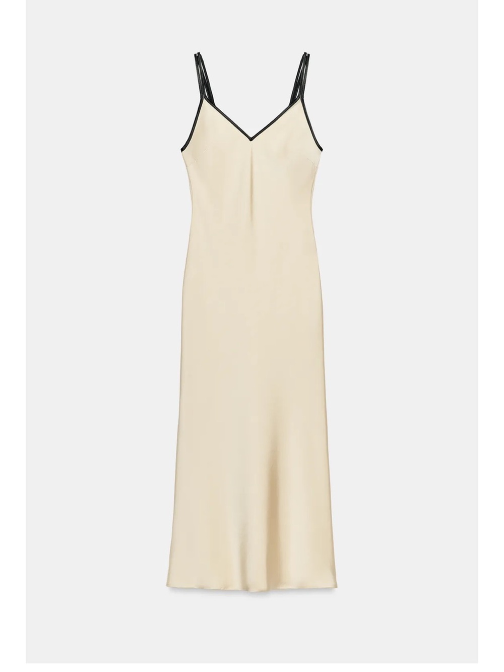 ZARA SATIN MIDI DRESS WITH CONTRAST PIPING - Picture 4 of 6